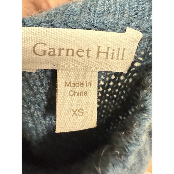 Garnet Hill 100% Cashmere Sweater Cable Knit Turtleneck Teal Blue Size XS - Picture 4 of 9